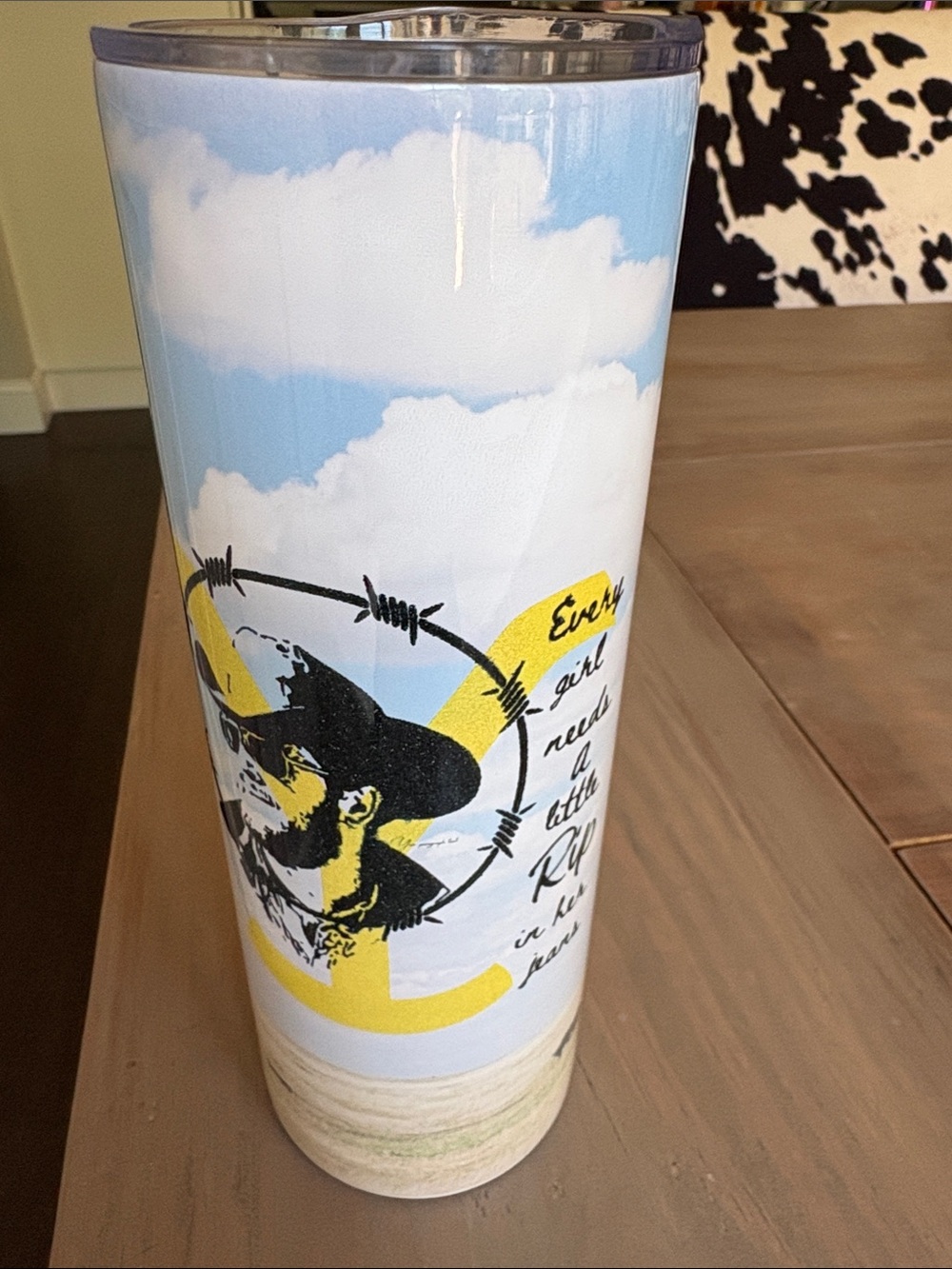 Stainless Tumbler with Sky & Yellow Accent - Unbranded